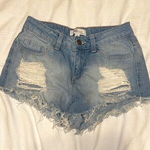Cello Light Blue Distressed Shorts